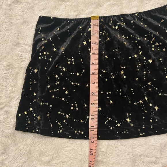 Velour Gold Star Celestial Constellation Mini Skirt - S/M (Juniors Large) - Picture 6 of 6